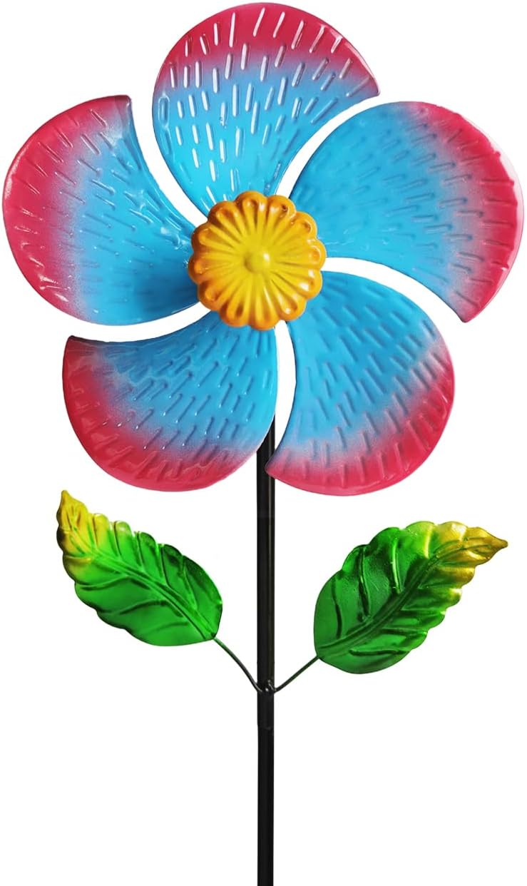 Senflame Garden Wind Spinners & Metal Wind Sculptures - Outdoor Windmill Decor with Vibrant Red & Blue, Yard Art for Patio Lawn Garden Ornament, Dynamic Wind Spinner Sculpture for Landscape 1Pack - Image 1